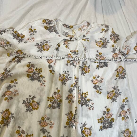 Free People White Gardenia Retro Print Tunic Mini Swing Dress size S - Picture 6 of 14